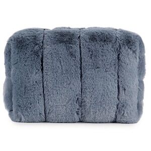 Periwinkle quilted faux fur cosmetic pouch